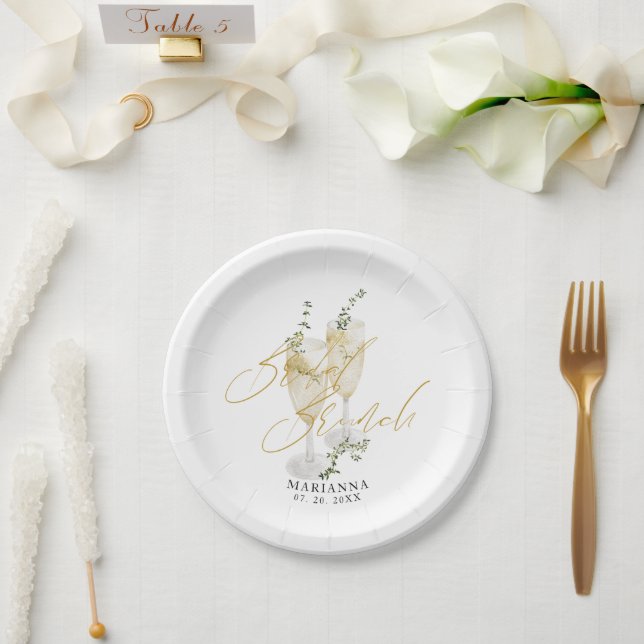 Champagne Bridal Brunch Gold Calligraphy Welcome Paper Plates (Wedding)