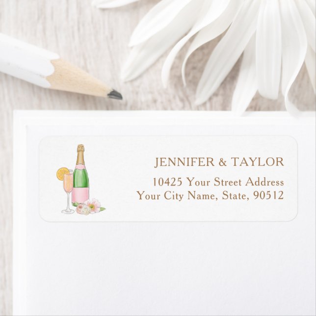 Champagne Bridal Brunch Return Address Label (Insitu)