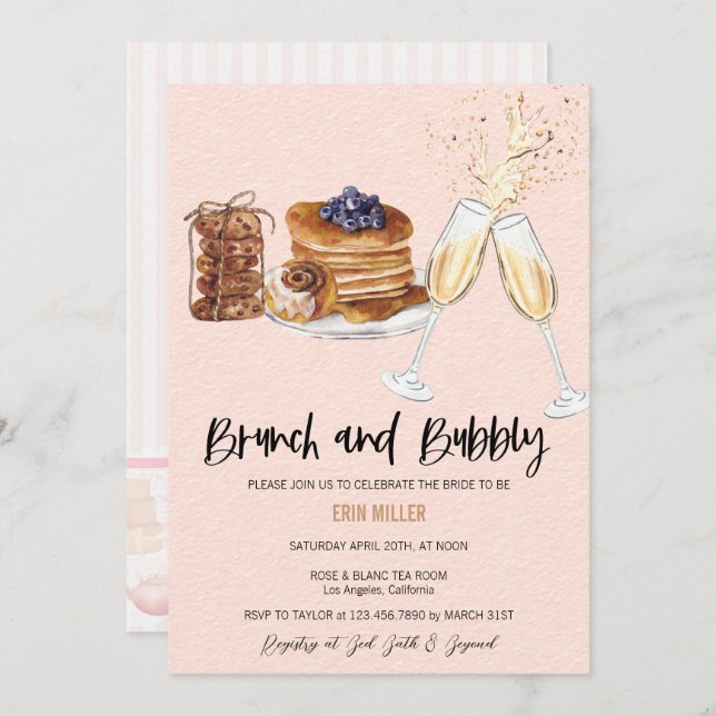 Champagne Bridal Shower | Brunch Invitations (Front/Back)