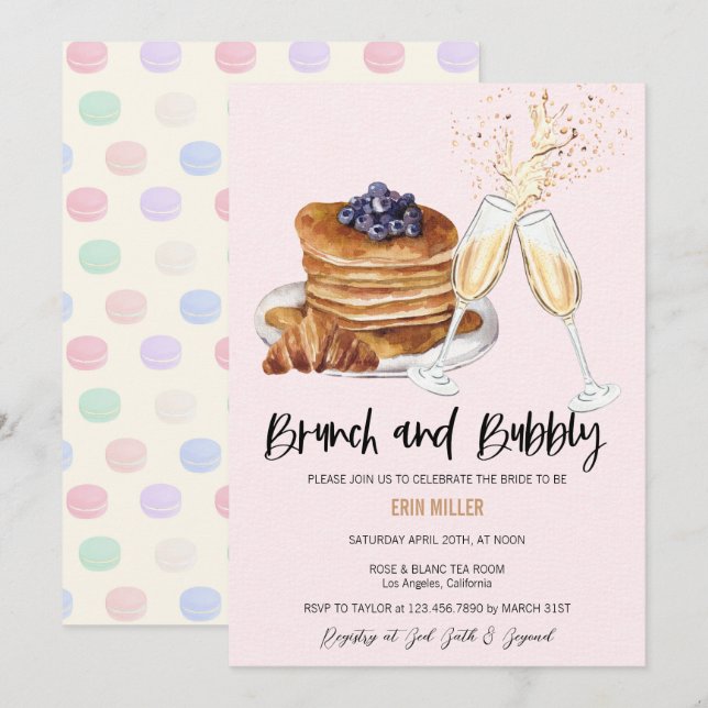 Champagne Bridal Shower | Brunch Invitations (Front/Back)