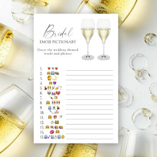 Champagne Bridal shower emoji Pictionary game