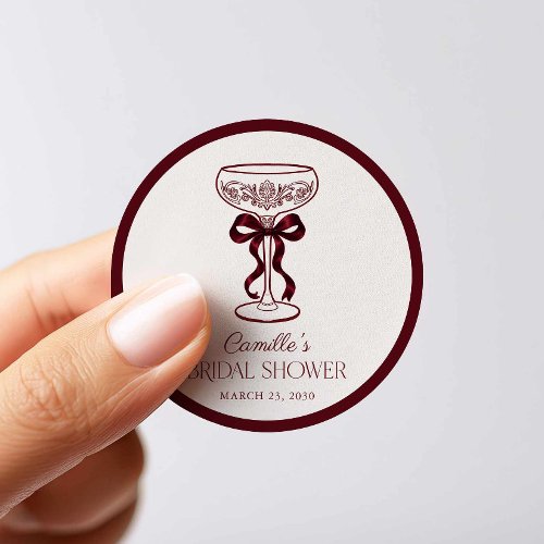 Champagne Bridal Shower Favor Classic Round Sticker