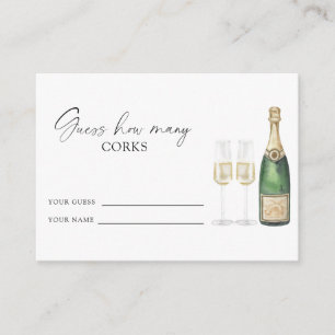 Champagne bridal shower - guess how many corks enclosure card