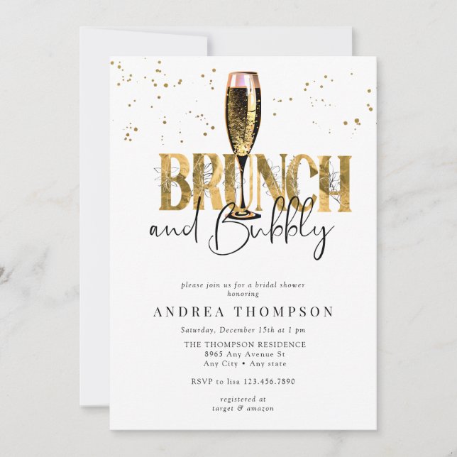 Champagne Bridal Shower Invitation (Front)