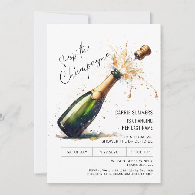 Champagne Bridal Shower Invitation (Front)