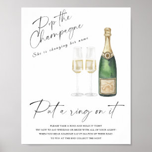Champagne bridal shower - put a ring on it game poster
