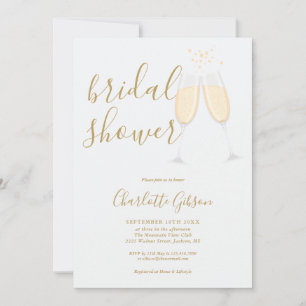 Champagne Bridal Shower QR Code Gold Invitation