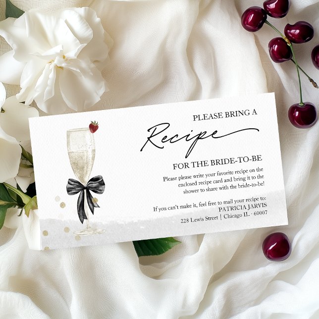 Champagne Bridal Shower Recipe Request Enclosure  Card (Creator Uploaded)