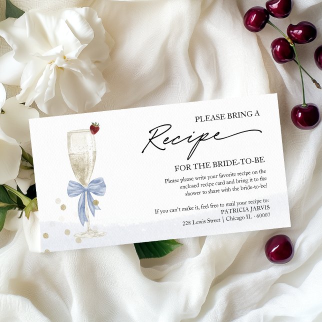 Champagne Bridal Shower Recipe Request Enclosure  Card (Creator Uploaded)