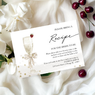Champagne Bridal Shower Recipe Request Enclosure  Invitation