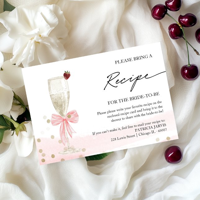 Champagne Bridal Shower Recipe Request Enclosure  Invitation (Creator Uploaded)