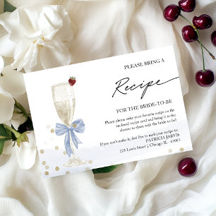 Champagne Bridal Shower Recipe Request Enclosure  Invitation