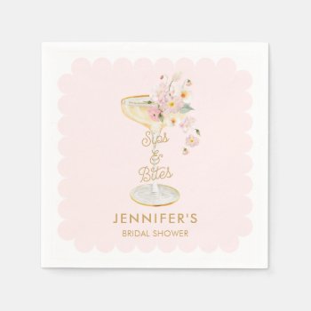 Champagne Bridal Shower Sips And Bites Napkins by CavaPartyDesign at Zazzle