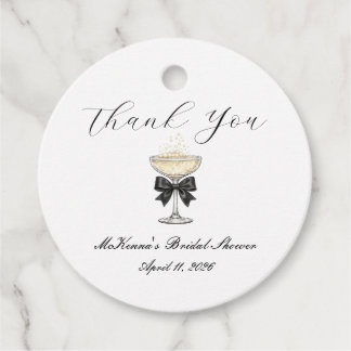Champagne Bridal Shower Thank You Favor Tag Bow