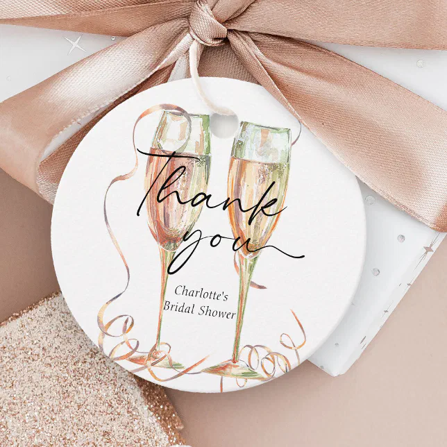 Champagne Bridal Shower Thank You Favor Tags | Zazzle