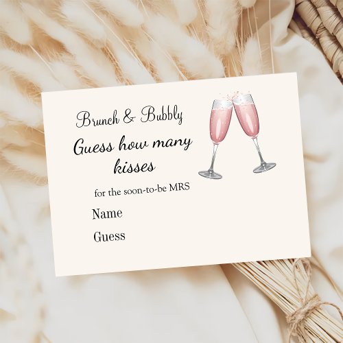 Champagne Bridal Shower Wedding Game  Enclosure Card