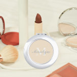 Champagne Bridesmaid Initial and Name Compact Mirror<br><div class="desc">A personalized compact mirror for your wedding bridesmaid or maid of honor that has her initial and name on a trendy,  champagne color background. Edit to replace initial and name. Select your compact mirror style.</div>