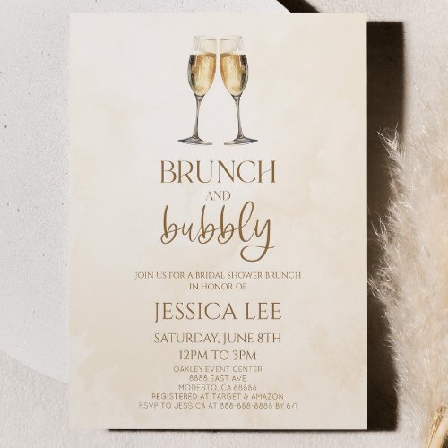 Champagne Brunch and Bubbly Bridal Shower Brunch Invitation