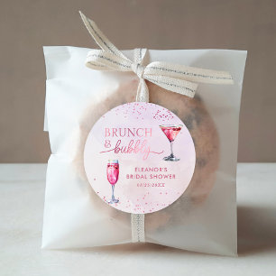 Champagne Brunch and Bubbly Bridal Shower Classic Round Sticker