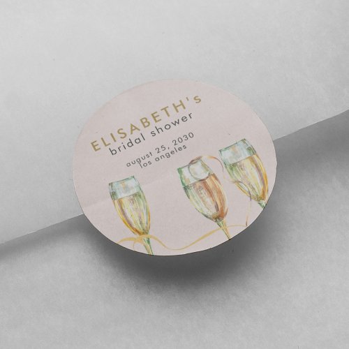 Champagne brunch and bubbly bridal shower classic round sticker