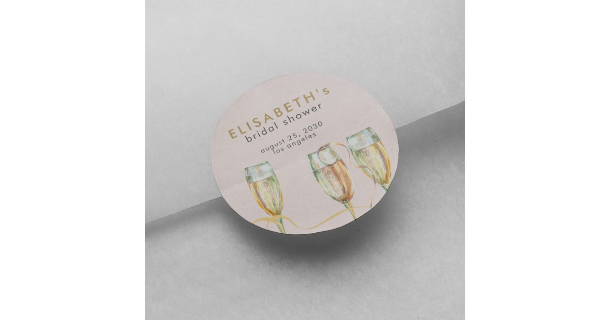 Champagne brunch and bubbly bridal shower classic round sticker | Zazzle