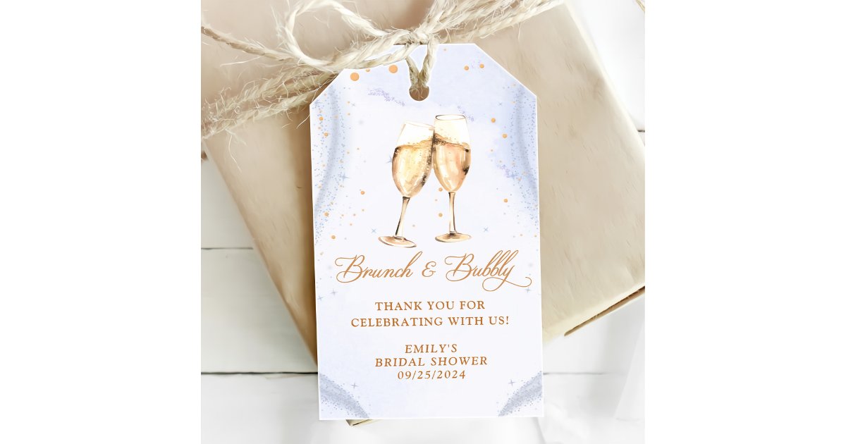 Champagne Brunch and Bubbly Bridal Shower Gift Tags | Zazzle