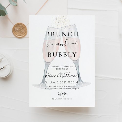 Champagne Brunch and Bubbly Bridal Shower Invitation