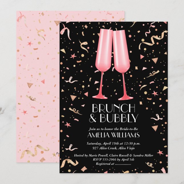 Champagne Brunch and Bubbly Bridal Shower Invites (Front/Back)