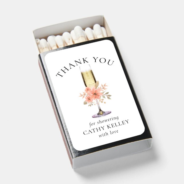 Champagne Brunch and Bubbly Bridal Shower Matchboxes (Front Open)