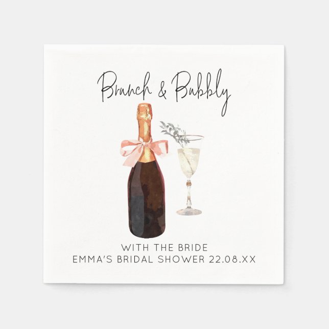 Champagne Brunch and Bubbly Bridal Shower Napkins (Front)