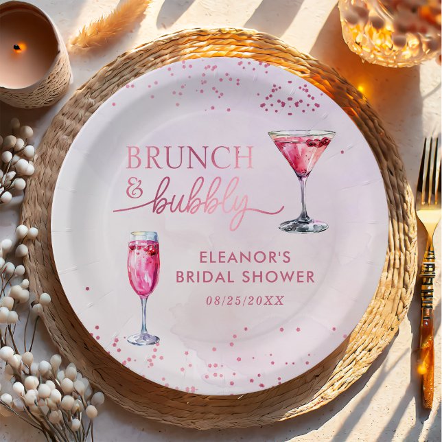 Champagne Brunch and Bubbly Bridal Shower Paper Plates (Creator Uploaded)