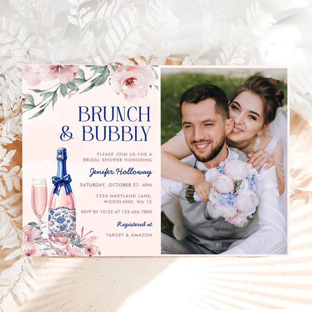 Champagne Brunch And Bubbly Bridal Shower Photo Invitation (Creator Uploaded)