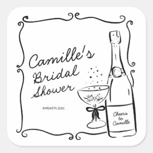 Champagne Brunch and Bubbly Bridal Shower Square Sticker