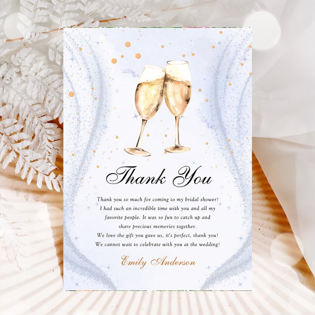 Champagne Brunch and Bubbly Bridal Shower Thank You Card (Creator Uploaded)