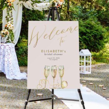 Champagne Brunch And Bubbly Bridal Shower Welcome  Foam Board by invitations_kits at Zazzle