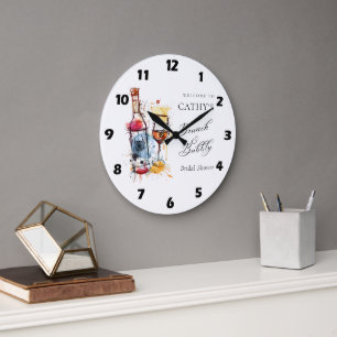 Champagne Brunch and Bubbly Bridal Shower Welcome  Large Clock