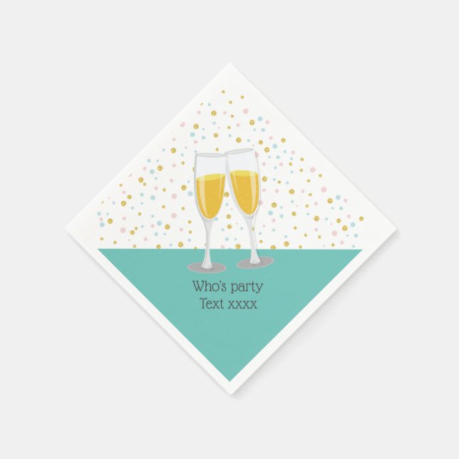 Champagne  Brunch and Bubbly cheers birthday Napkins (Corner)