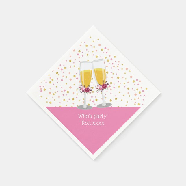 Champagne  Brunch and Bubbly cheers birthday Napkins (Corner)