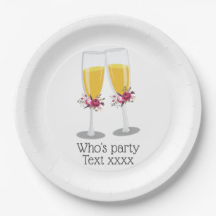 Champagne  Brunch and Bubbly cheers birthday Paper Plates