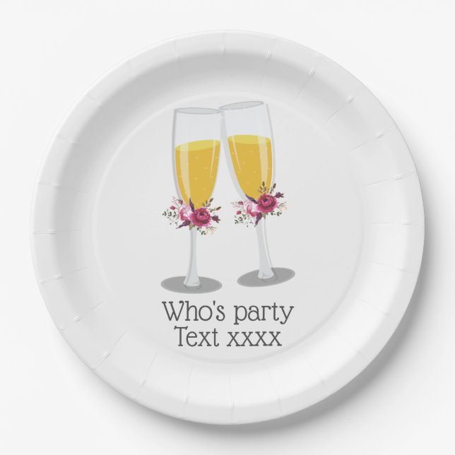 Champagne  Brunch and Bubbly cheers birthday Paper Plates (Front)