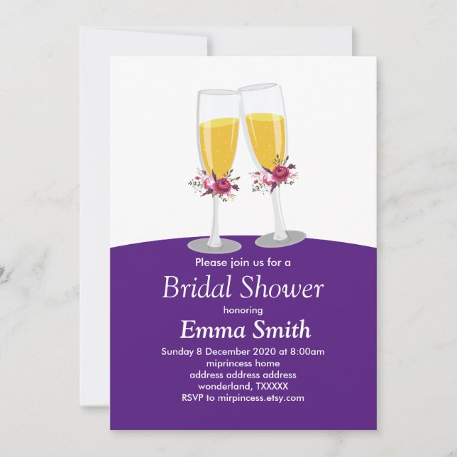 Champagne  Brunch and Bubbly cheers Invitation (Front)