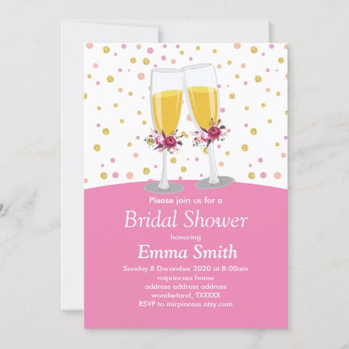 Champagne  Brunch and Bubbly cheers Invitation