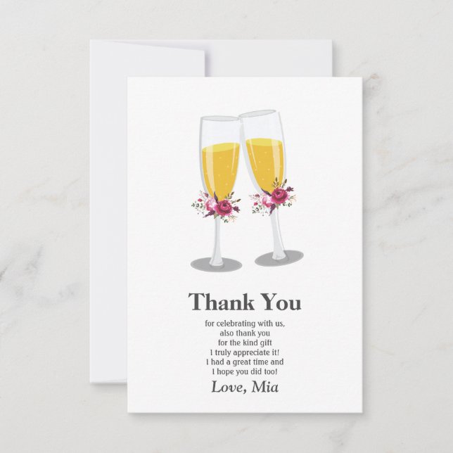 Champagne  Brunch and Bubbly cheers thank you Card (Front)