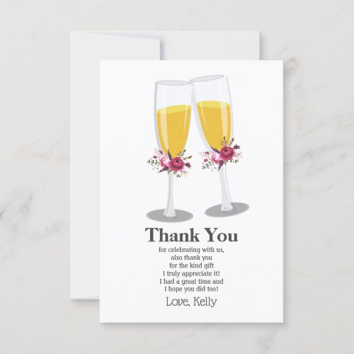 Champagne  Brunch and Bubbly cheers thank you Invitation