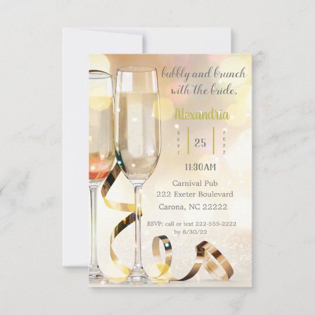 Champagne Brunch Bridal Shower Invitation (Front)