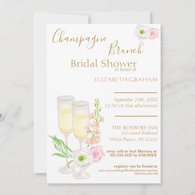 Champagne Brunch Bridal Shower Invitation (Front)
