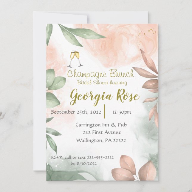 Champagne brunch bridal shower invitation (Front)