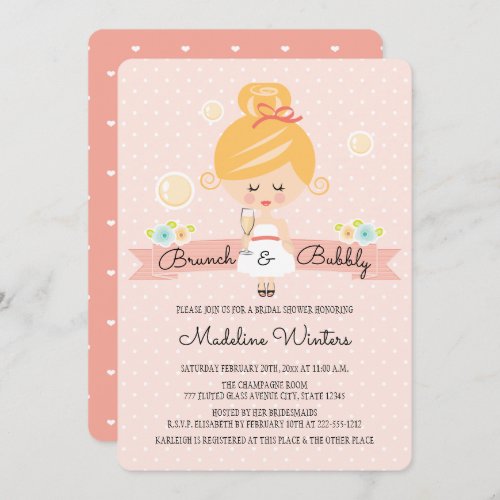 Champagne Brunch Bridal Shower Invitation Blonde