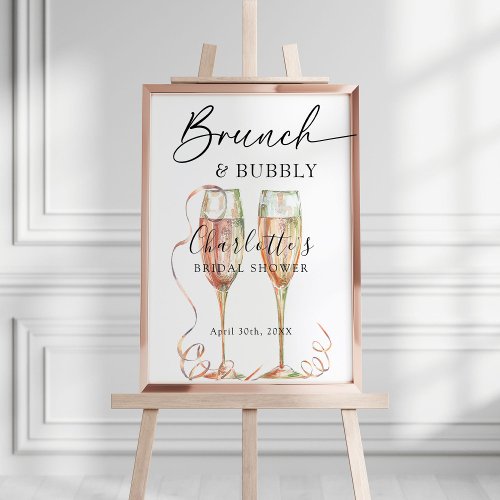 Champagne Brunch  Bubbly Bridal Shower Welcome Poster