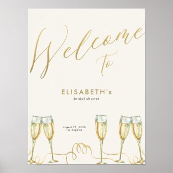 Champagne Brunch Bubbly Bridal Shower Welcome Sign by invitations_kits at Zazzle